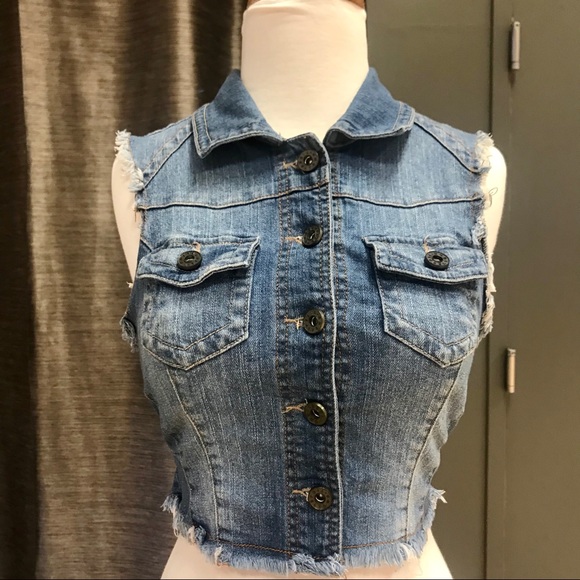 Denim button down vest - Picture 2 of 4